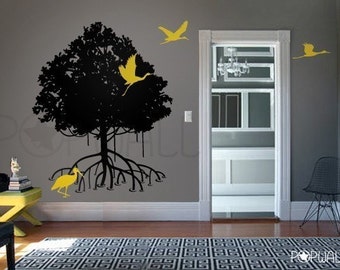 Mangrove tree wall decal and Storks wall decal, birds, nature wall decals wall sticker