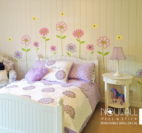 Daisy Garden Removable Flowers Wall Decal Baby Girl Nursery Etsy