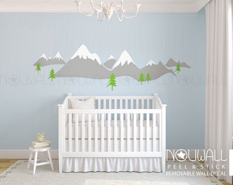 Snow Mountain Snow Peak Scandinavia Design Wall Decal Sticker for Modern Nursery