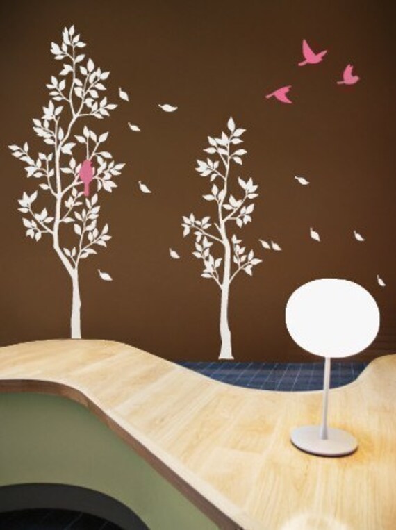 Art Wall Decals Wall Sticker Tree Decal Trees with Falling Etsy
