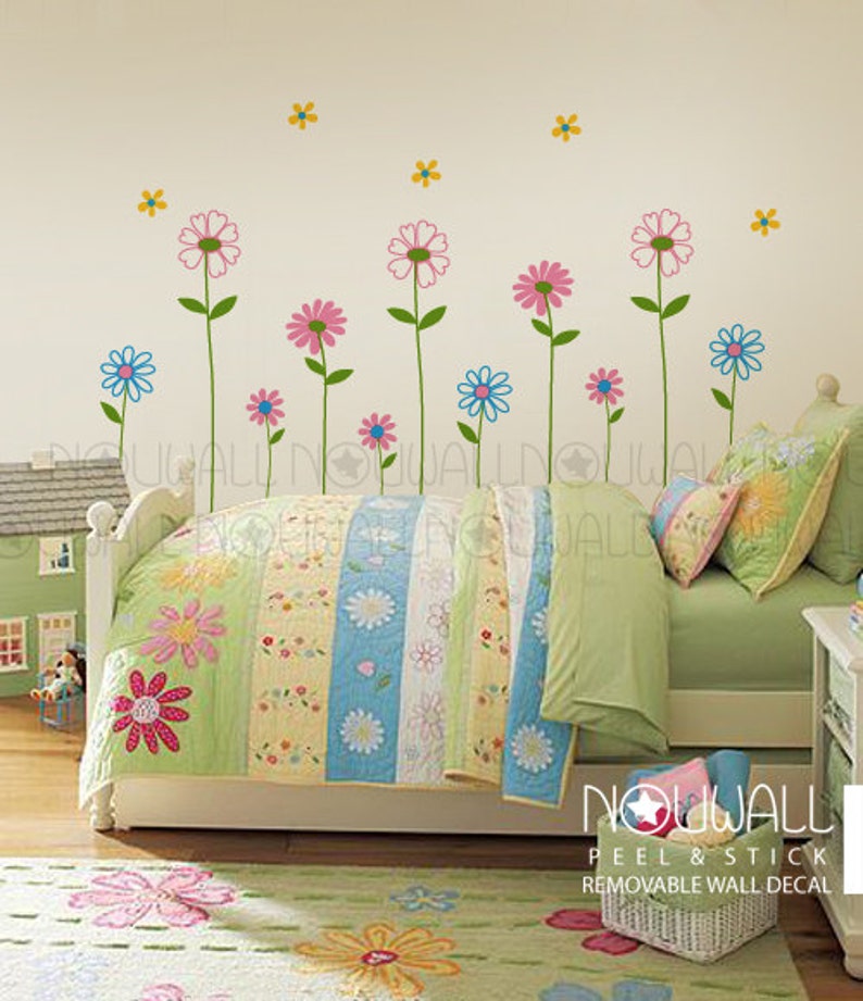 Daisy Garden Removable Flowers Wall Decal Baby Girl Nursery Etsy