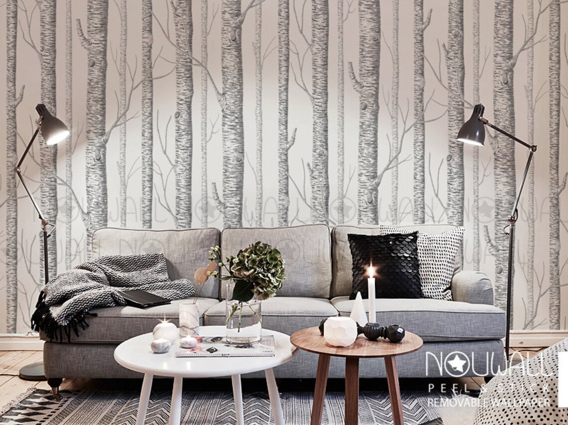 Birch Tree Peel & Stick Wallpaper Wall Decal Wall Sticker Etsy