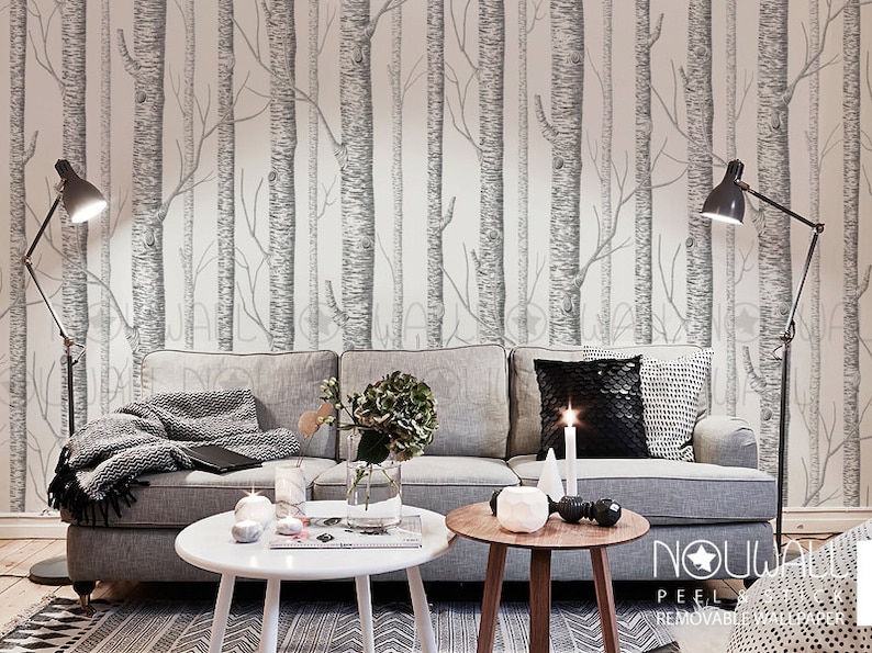 Birch Tree Peel & Stick Wallpaper Wall Decal Wall Sticker Etsy