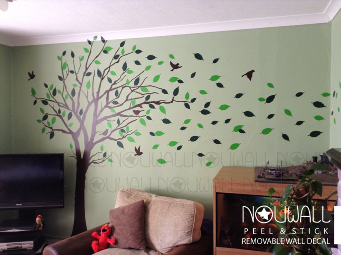 Removable Windy Tree Wall Decal Living Room Bedroom Wall Etsy Australia