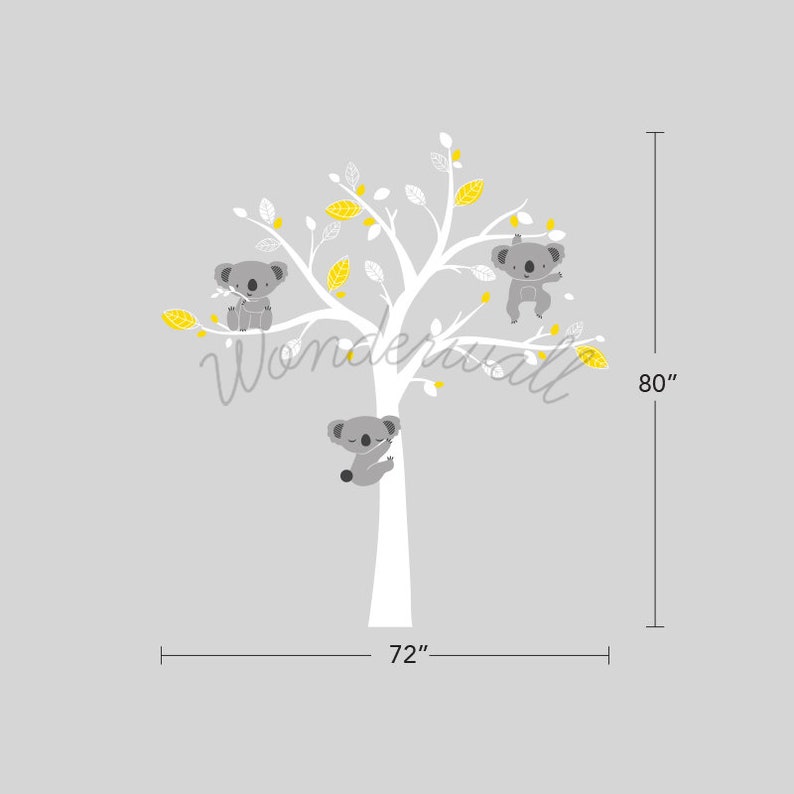 Removable Grey Koala Bear Wall Decal on Branches Animal Baby Wall ...