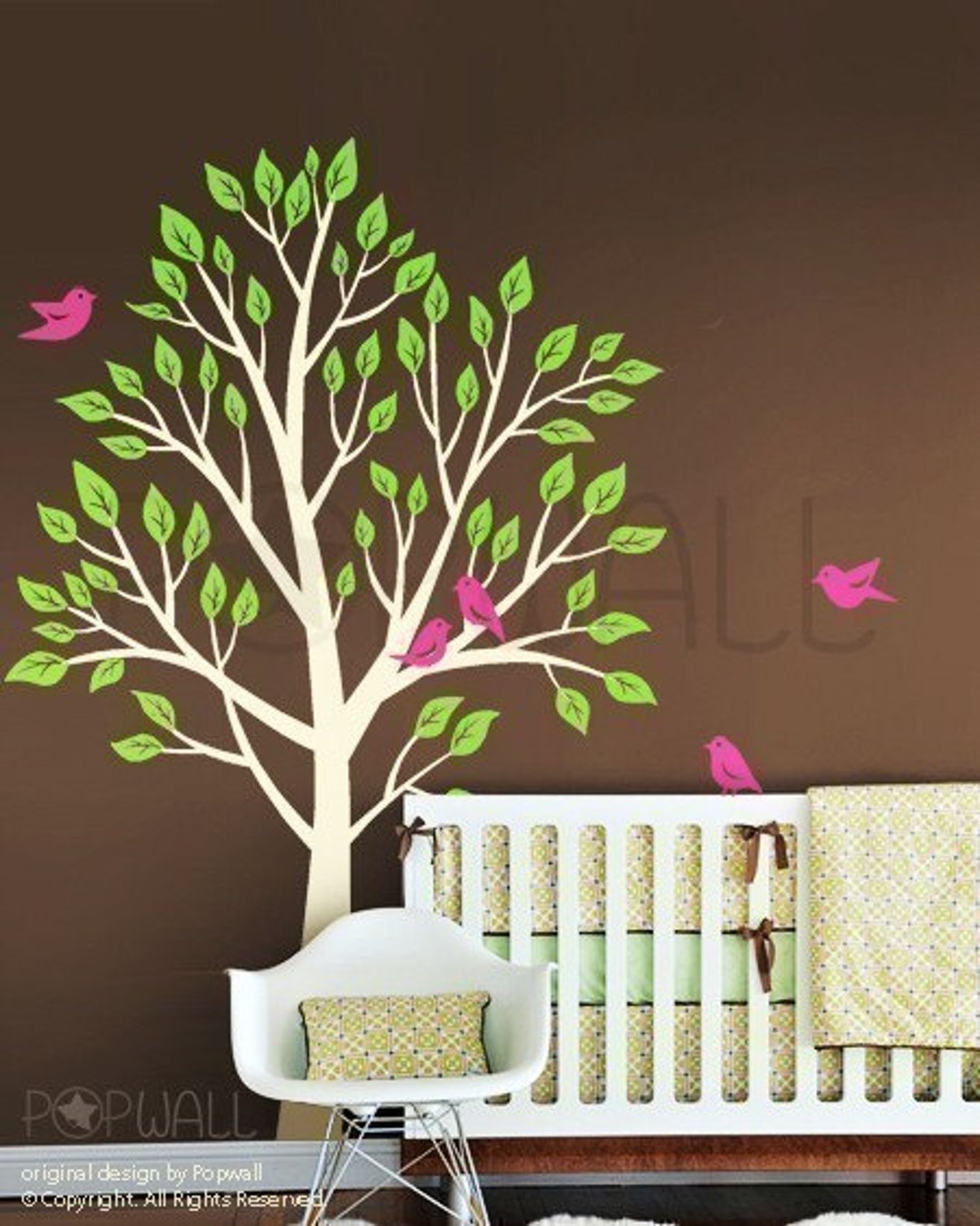 Garden Tree Wall Decal Nursery Wall Decal Bird Wall Decal Wall Sticker