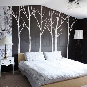 Vinilo pared calcomanía pared pegatina árbol calcomanía arte árboles de invierno conjunto de 6 árboles