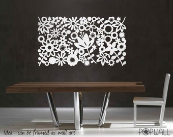 Blooming Flowers Panel set of 3 Vinyl Wall Sticker Decal