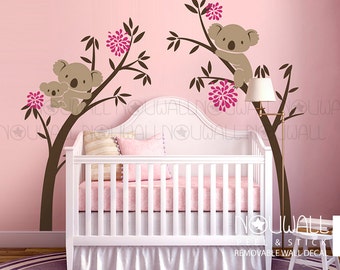 Australia Koala Bear Wall decal Tree Branch Girls Nursery Animal Wall Decals Wall Sticker