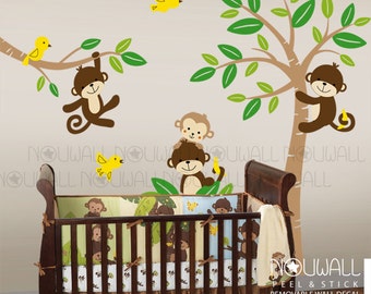 Curly Tails Tree Monkey Nursery Decals Baby Nursery Wall Decal Wall Sticker