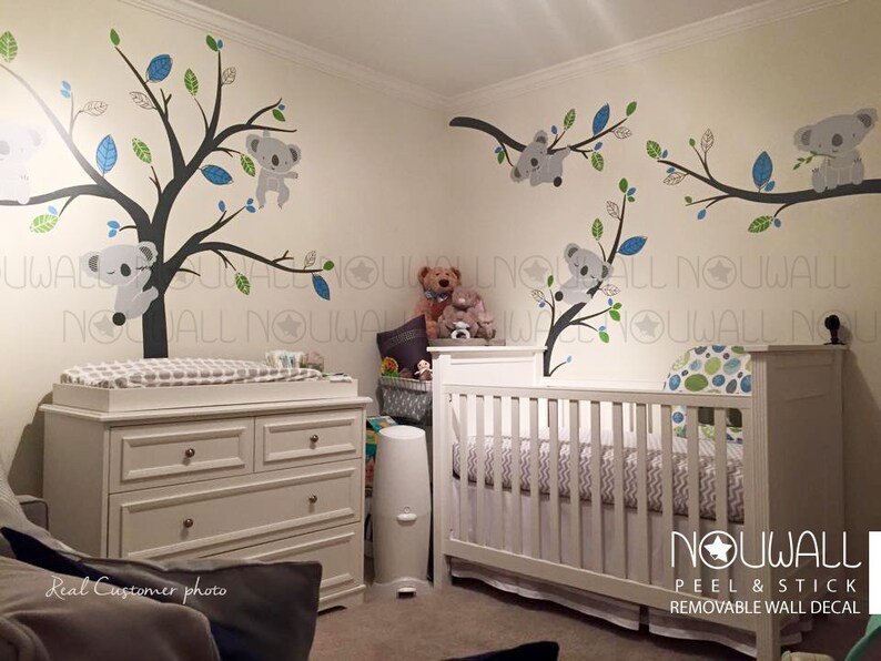 Removable Grey Koala Bear Wall Decal on Branches Animal Tree Kids Baby ...