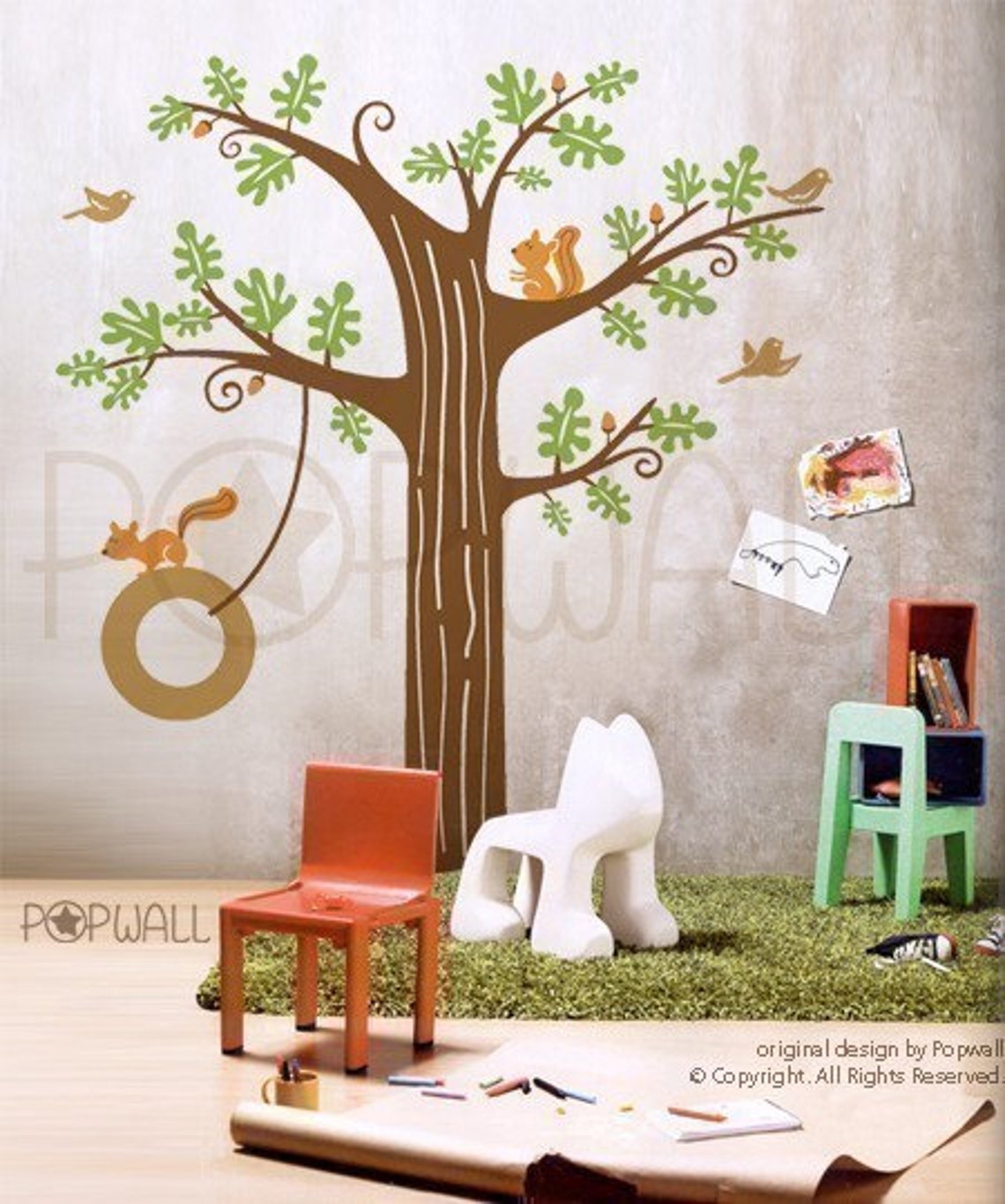 Kids Wall Decals Wall Sticker Tree Wall Decal Animals in Etsy