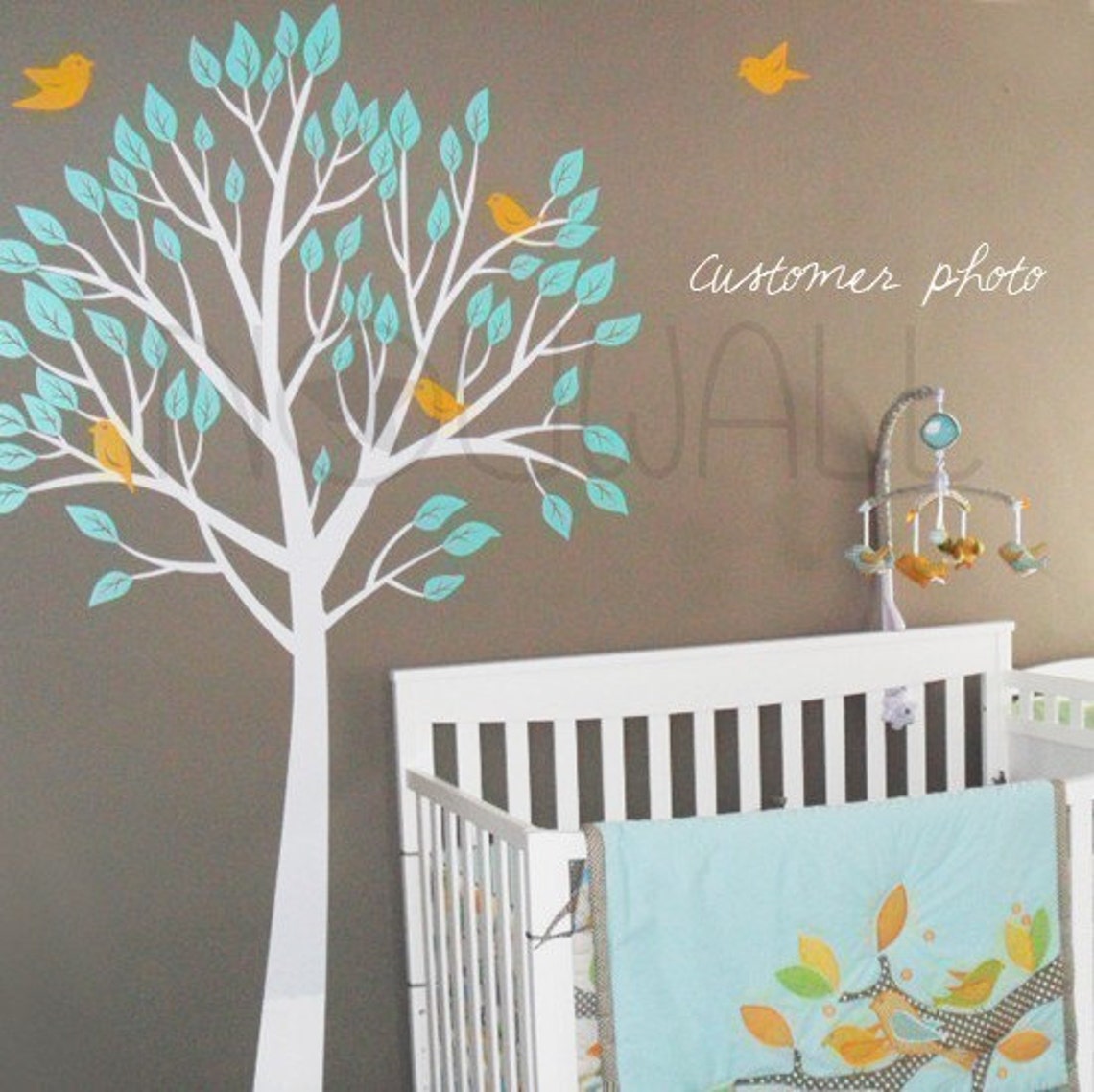 Art Wall Sticker Wall Decal Tree Decal Garden Tree With Birds Etsy
