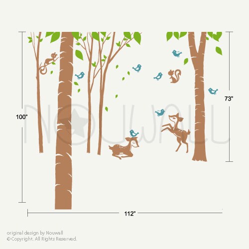 Art Wall Sticker Wall Decals Tree Decal Fairy Tale Woodland Animal ...
