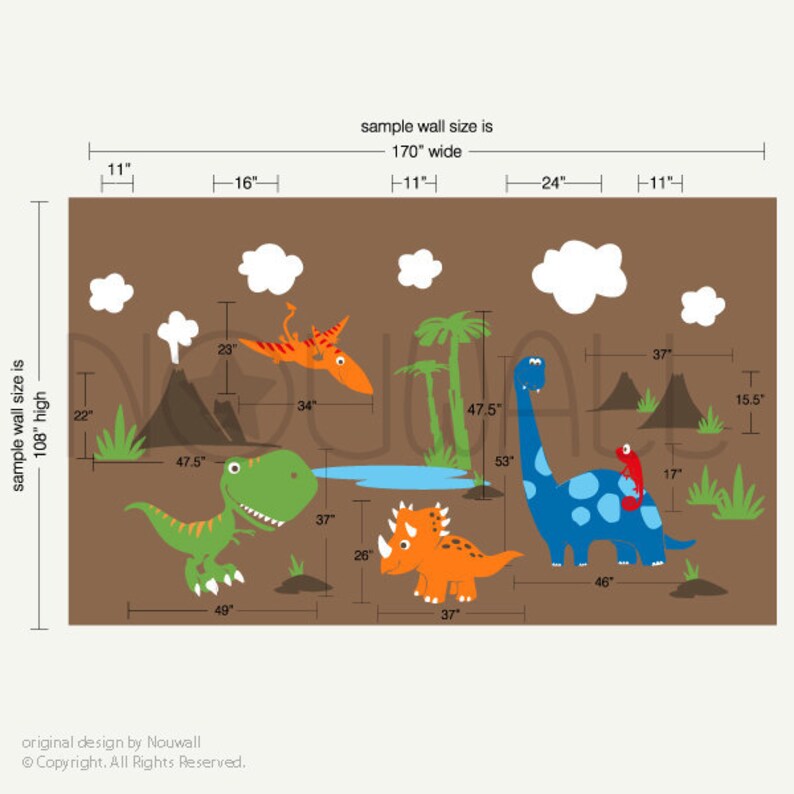 Dinosaurs Wall Decal triceratops Apatosaurus T-rex pterodactyl chameleon Children Wall Decal Wall Sticker image 3