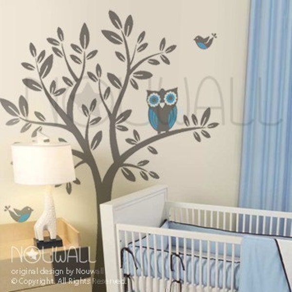 Eule auf Baum wandtattoo Vinyl Aufkleber Kinderzimmer-Wand-Abziehbild