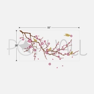 Tree nature birds flower Cherry Blossom Branch Wall decal Wall sticker wall decor vinyl image 3