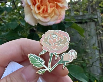 Rose Enamel Pin – June Birth Flower | Hard Enamel Floral Brooch Lapel Pin