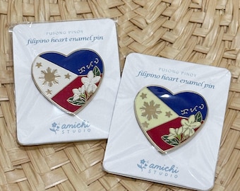 Filipino Heart Enamel Pin – Pusong Pinoy | Hard Enamel Brooch Lapel Pin