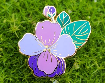 Violet Enamel Pin – February Birth Flower | Hard Enamel Floral Brooch Lapel Pin