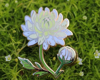 Chrysanthemum Enamel Pin – November Birth Flower | Hard Enamel Floral Brooch Lapel Pin