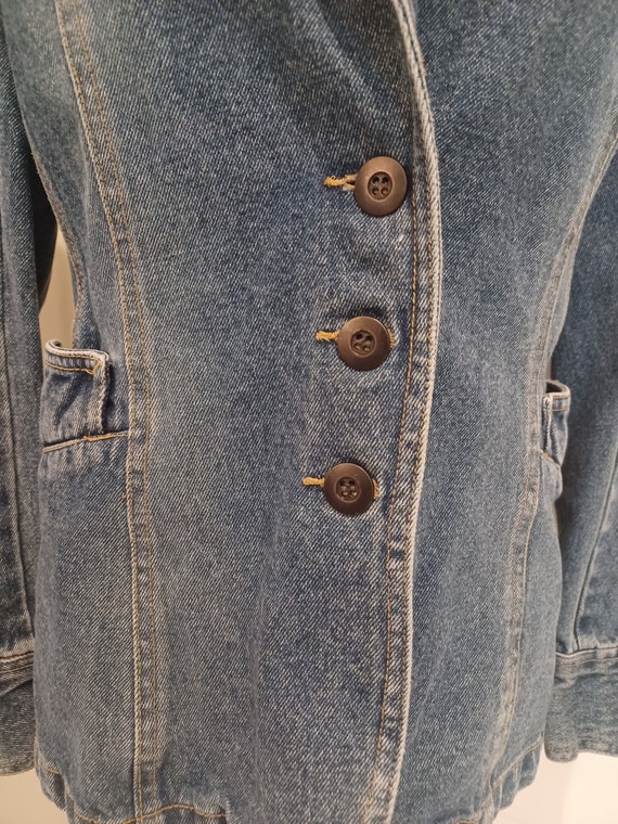 Vintage JOUJOU Blue Denim Notched Lapel Pocketed … - image 2