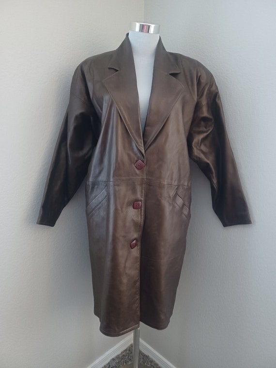 80s Capriccio Metallic Brown Leather Dolman Sleeve
