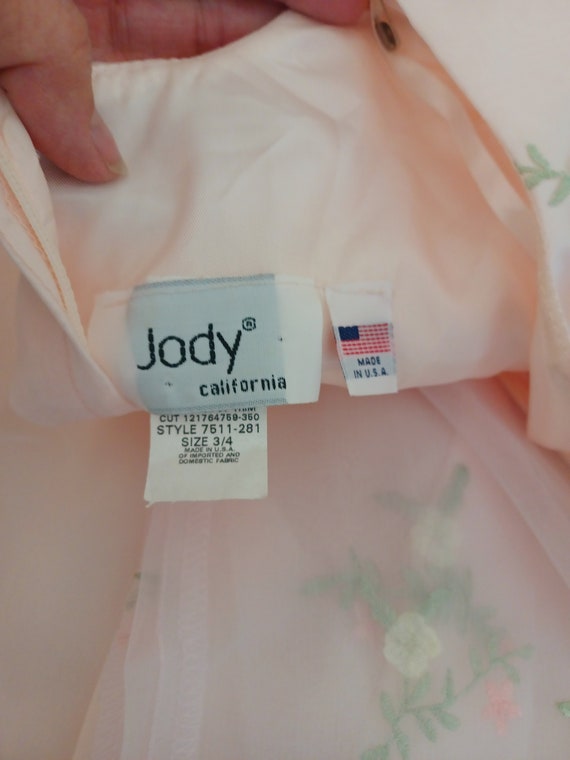 70s Jody of California Blush Pink Floral Embroide… - image 9