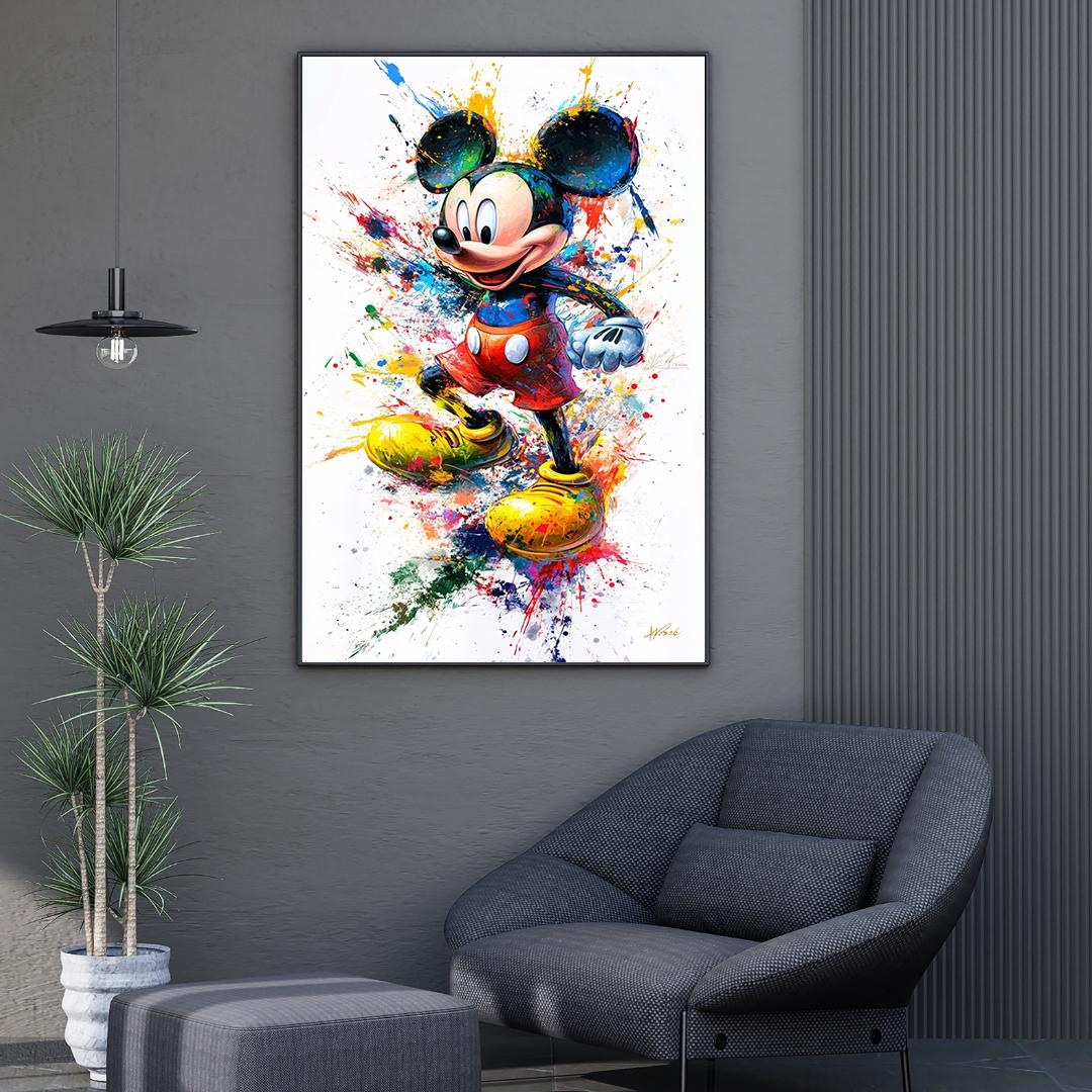Disney Mickey Mouse Wall Art Colorful Rainbow Canvas Print Kids Room ...