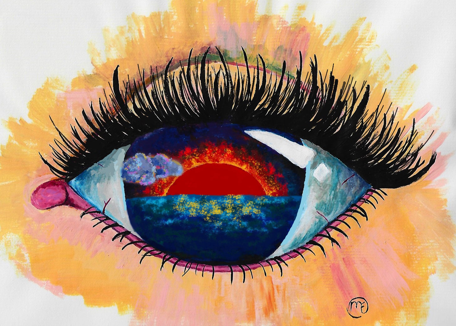 Eye Artwork Sueño de ojos Puesta de sol en los ojos Etsy