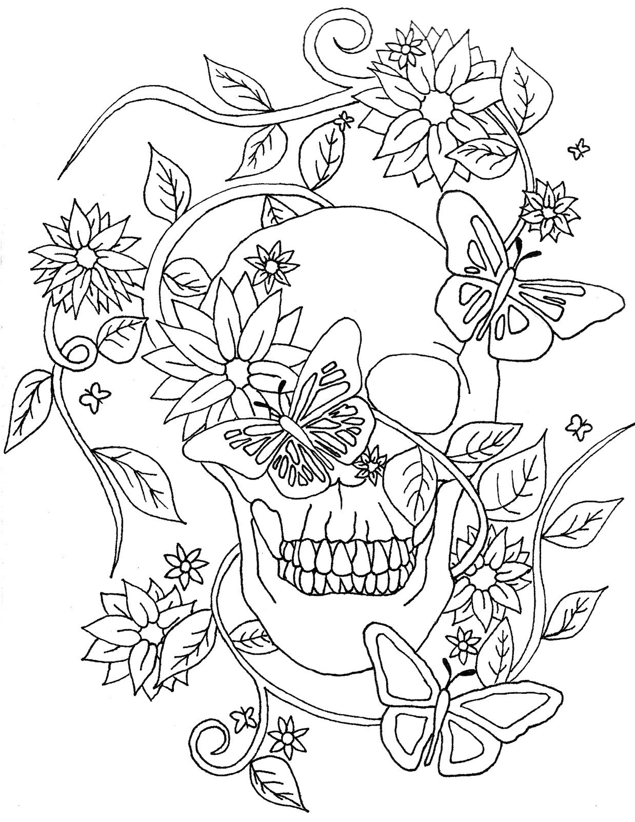 Sugar Skull Butterfly Coloring Pages