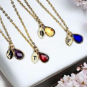 Initial necklace, personalized necklace, letter necklace, family necklace, birthstone jewelry, dainty jewelry, Gift for her, birthstone gift