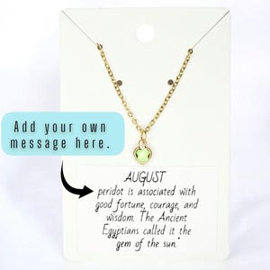 Collar con piedra de nacimiento de agosto, collar personalizado, regalo para madres, regalo para ella, regalo de cumpleaños, regalo para hermana, joyería minimalista, peridoto