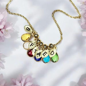 Family necklace, Letter necklace, Initial necklace, birthstone necklace, Gift for mom, Gift for her, Gift for grandma, family gift, dainty