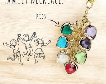Collier de famille, collier de pierres de naissance, bijoux de famille, cadeau de fête des mères, cadeau pour grand-mère, cadeau d'anniversaire pour maman, cadeau pour maman, cadeau pour elle