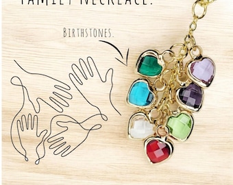Cadeau pour maman, collier de famille, collier d'arbre généalogique, cadeau de fête des mères, cadeau pour grand-mère, collier de pierres de naissance, collier de mère, idée cadeau