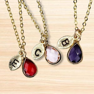 Best friend gift, personalized Initial necklace, letter necklace, gift for her, birthstone jewelry, dainty jewelry, birthday gift, crystal