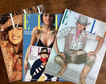 Collection of Three Elle Magazines / From France / 1970s