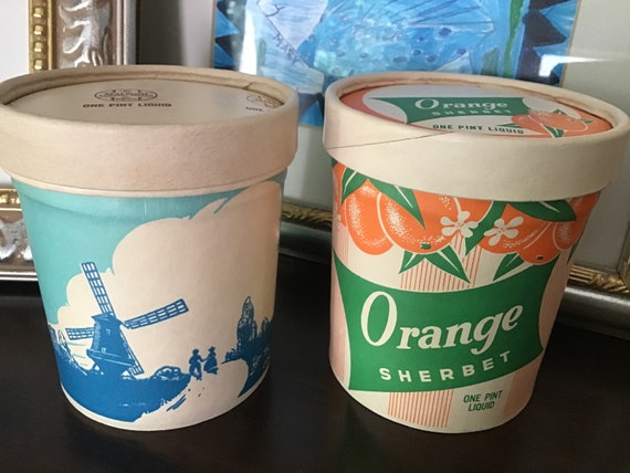 Set of Two Vintage Ice Cream Containers Pint Size 