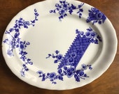 Blue and White Transferware Platter Aesthetic Style Keeling and Co Late Mayer Made in England