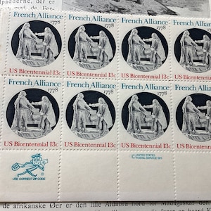 Block of Stamps / 1970s / Vintage USPS Stamps / Stamp Collecting / Wedding and Party Invitations