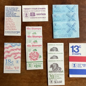 Collection of 13 USPS Stamp Booklets / 1970s and 1980s / All Complete and Unused