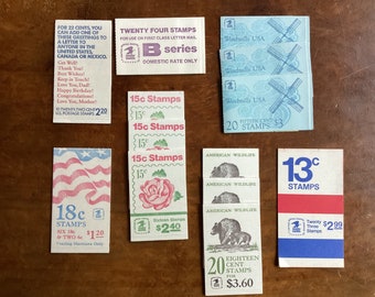 Collection of 13 USPS Stamp Booklets / 1970s and 1980s / All Complete and Unused