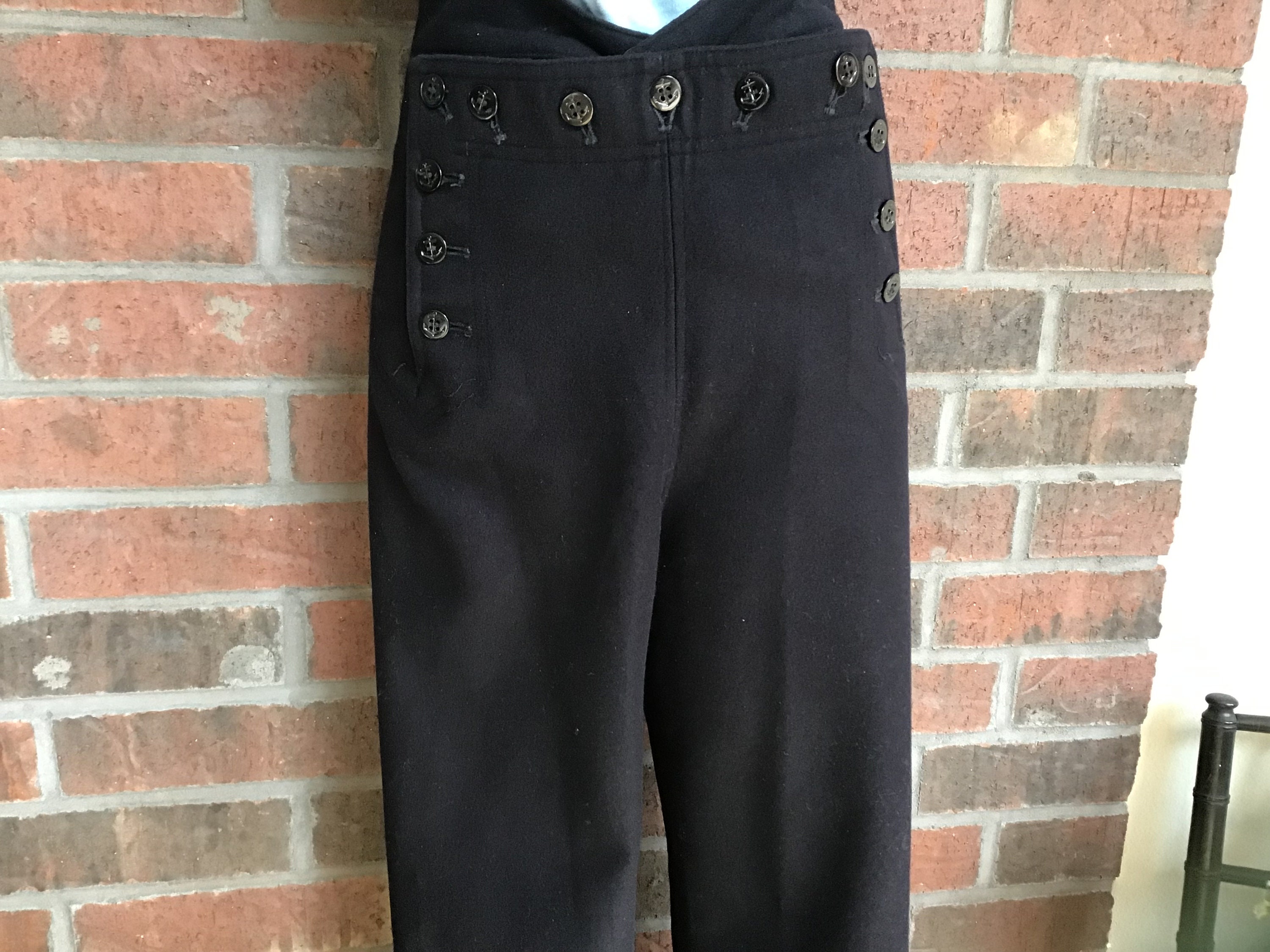 Men's Vintage Navy Blue Wool Sailor Pants Original Label