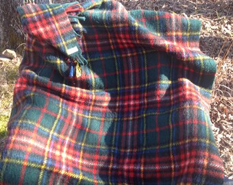 Vintage Macy's Plaid Wool Blanket from Scotland