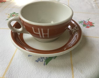 Vintage Restaurantware / Jackson China Co / Cup and Saucer / Western Branding Iron / Cattle Brands