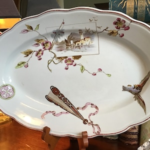 Vintage Aesthetic Movement Oval Platter / Powell Bishop and Stonier, Makers / Conway Pattern / 1880s