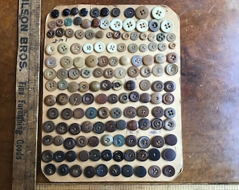 Vintage Button Collection /145 Brown Tan Green Khaki Buttons