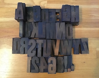 Vintage Wooden Typeface / Letterpress Type / Letters 3.25” Tall