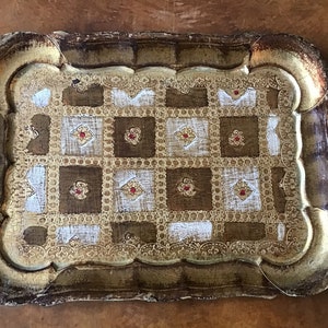 Vintage Florentine Tray / Small Wood Tray / Made in Italy